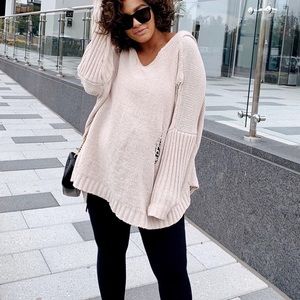 Chenille Tan Slouchy Sweatshirt